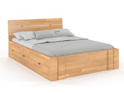Masívna posteľ Arhus buk s úložným priestorom (Farba Prírodná, Rozmer postele 90 x 200 cm)