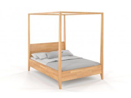 Masívna posteľ s nebesami Canopy buk (Farba Prírodná, Rozmer postele 200 x 200 cm)