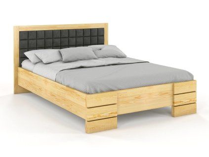 Borovicová posteľ Gotland High čalúnenie a úložný priestor (Farba Prírodná, Farba čela Casablanca 2309, Rozmer postele 200 x 200 cm)