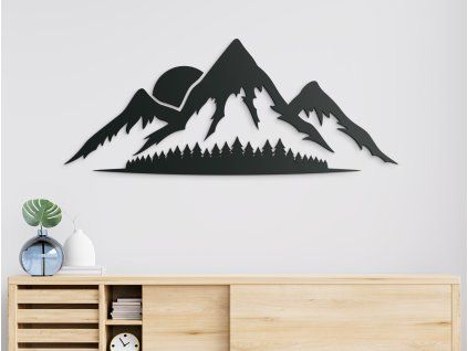 Drevený obraz Západ Slnka za hory (Farba obrazu Sivá, Rozmer obrazu 54,5 x 133 cm)