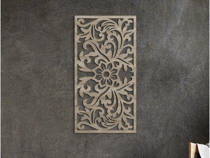 Drevený panel na stenu Kvety (Farba obrazu Sivá, Rozmer obrazu 16,5 x 31,5 cm)