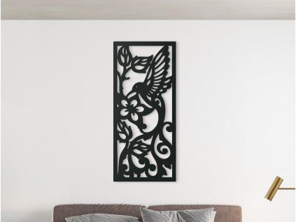 Vyrezávaný obraz Kolibrík (Farba obrazu Sivá, Rozmer obrazu 31 x 13,5 cm)