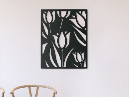 Drevený obraz Rozkvitnuté tulipány (Farba obrazu Sivá, Rozmer obrazu 22,5 x 28,5 cm)