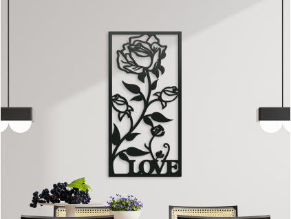Drevený obraz na stenu Ruža z lásky (Farba obrazu Sivá, Rozmer obrazu 31 x 15,5 cm)