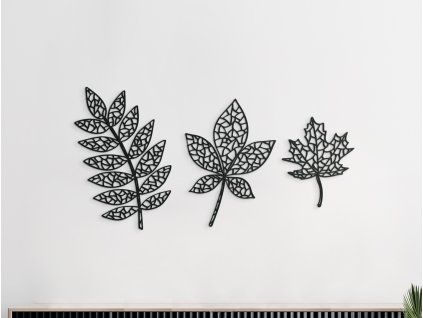 Drevená nálepka Listy stromov (Farba obrazu Sivá, Rozmer obrazu 18 x 31 cm)