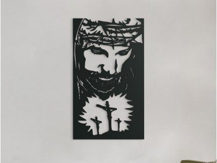 Drevený obraz Golgota (Farba obrazu Sivá, Rozmer obrazu 31,5 x 18,5 cm)