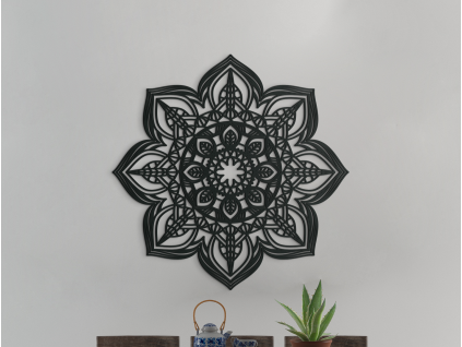Mandala z dreva na stenu Kvet (Farba obrazu Sivá, Rozmer obrazu 31,5 x 31,5 cm)