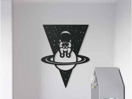 Drevená nálepka Sediaci astronaut (Farba obrazu Sivá, Rozmer obrazu 29,5 x 22,5 cm)