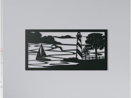 Drevený obraz Prístav (Farba obrazu Sivá, Rozmer obrazu 15,5 x 31,5 cm)