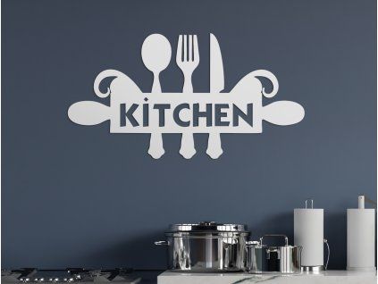 Drevená dekorácia Kitchen (Farba obrazu Sivá, Rozmer obrazu 17,5 x 31,5 cm)