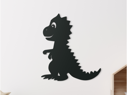 Drevená nálepka do detskej izby Dinosaurík (Farba obrazu Sivá, Rozmer obrazu 25,5 x 22,5 cm)