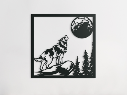 Drevený obraz Vodca vlčej svorky (Farba obrazu Sivá, Rozmer obrazu 22,5 x 22,5 cm)