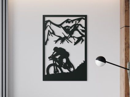 Drevený obraz Horská cyklistika (Farba obrazu Sivá, Rozmer obrazu 31 x 20,5 cm)