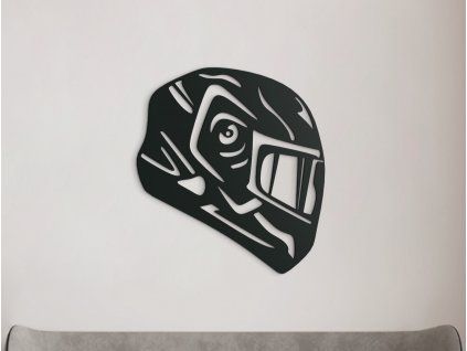 Drevená nálepka Motorkárska prilba (Farba obrazu Sivá, Rozmer obrazu 24,5 x 22,5 cm)