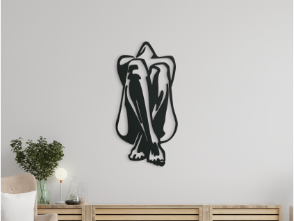 Drevená nálepka na stenu Žena (Farba obrazu Sivá, Rozmer obrazu 31,5 x 15,5 cm)