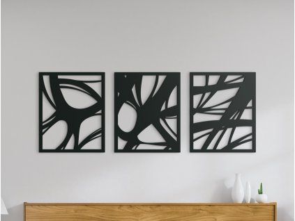 3-dielny drevený obraz Moderna (Farba obrazu Sivá, Rozmer obrazu 18,5 x 45,5 cm)
