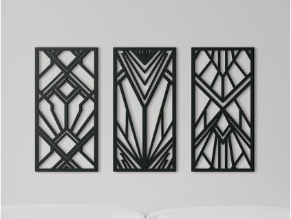 3-dielny abstraktný obraz Geometrické tvary (Farba obrazu Sivá, Rozmer obrazu 29,5 x 45,5 cm)