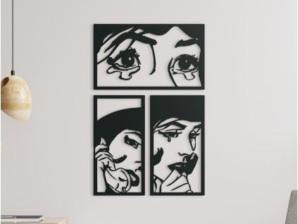 3-dielny drevený obraz Komiks