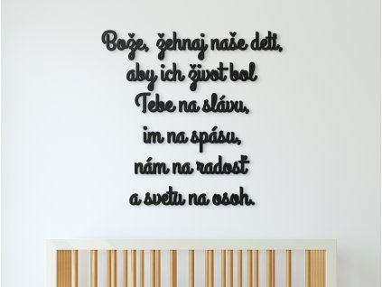 Drevený citát Bože, žehnaj naše deti
