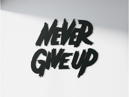 Drevená nálepka Never give up