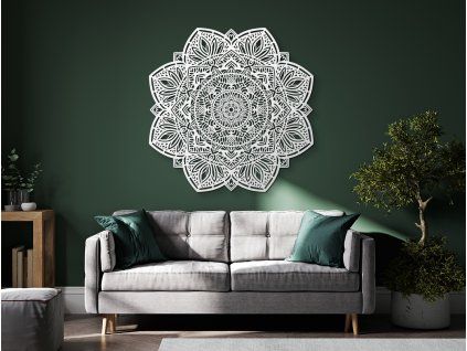 Drevená mandala Kvet života (Farba obrazu Sivá, Rozmer obrazu 84 x 84 cm)