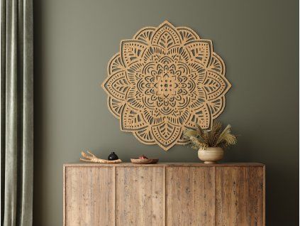 Drevená mandala Šťastie (Farba obrazu Sivá, Rozmer obrazu 80,5 x 80,5 cm)