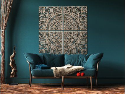 Viacdielna mandala na stenu Rozkvitanie (Farba obrazu Sivá, Rozmer obrazu 93,5 x 91,5 cm)