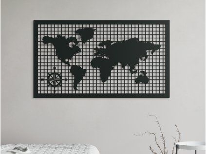 Drevená mapa sveta na stenu (Farba obrazu Sivá, Rozmer obrazu 26 x 45,5 cm)