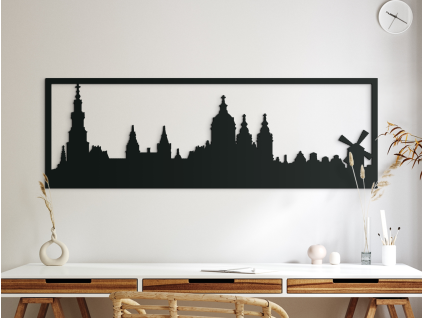 Obraz Amsterdam panoráma (Farba obrazu Sivá, Rozmer obrazu 20,5 x 62 cm)