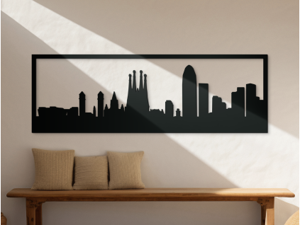 Obraz Barcelona panoráma (Farba obrazu Sivá, Rozmer obrazu 20,5 x 62 cm)