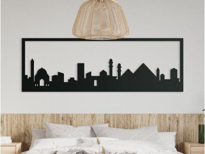 Obraz Káhira panoráma (Farba obrazu Sivá, Rozmer obrazu 20,5 x 62 cm)