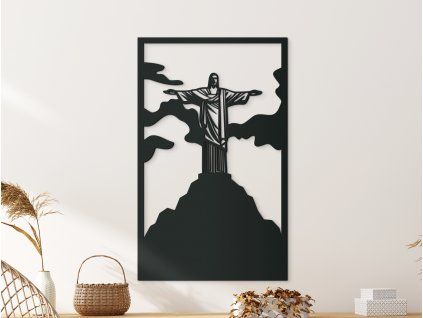 Obraz Socha Krista Spasiteľa, Rio de Janeiro (Farba obrazu Sivá, Rozmer obrazu 45,5 x 27,5 cm)