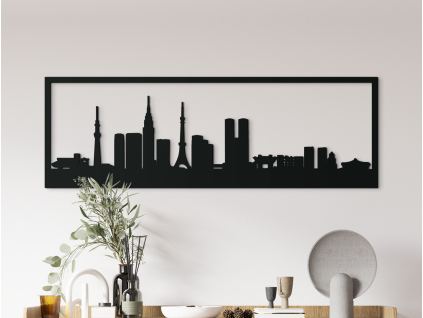 Obraz Tokio panoráma (Farba obrazu Sivá, Rozmer obrazu 20,5 x 62 cm)
