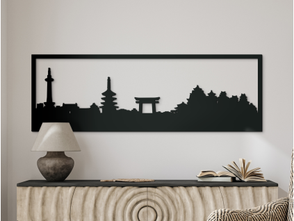 Obraz Kjóto panoráma (Farba obrazu Sivá, Rozmer obrazu 20,5 x 62 cm)