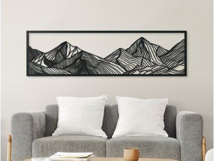 Široký minimalistický obraz Hory (Farba obrazu Sivá, Rozmer obrazu 17,5 x 62 cm)