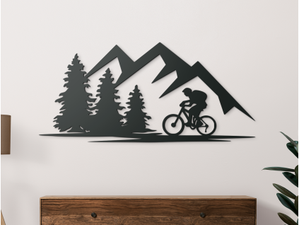 Obraz na stenu Cyklista v prírode (Farba obrazu Sivá, Rozmer obrazu 18,5 x 40 cm)