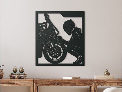 Drevený obraz Motorkár a jeho vášeň (Farba obrazu Sivá, Rozmer obrazu 45 x 40,5 cm)