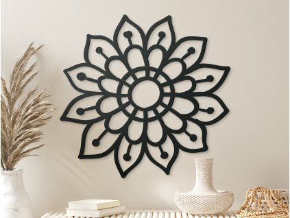Drevená mandala na stenu Kvet