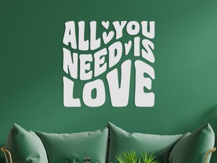 AKCIA - Drevený citát All you need is love, Čierna