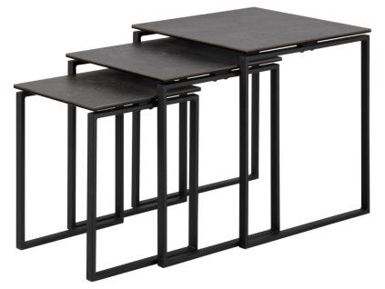 Set príručných stolíkov Katrine (3 ks) - čierna