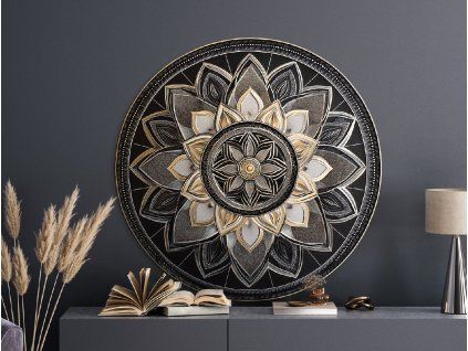 Kvetinová mandala Nočný ornament (Povrchová úprava Matná, Rozmer obrazu 33,5 x 33,5 cm)
