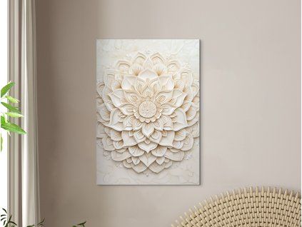 Mandala na stenu Biely kvet pokoja (Farba rámu Bez rámu, Povrchová úprava Matná, Veľkosť obrazu A4)