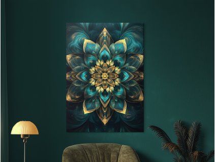 Mandala na stenu Smaragdové bohatstvo (Farba rámu Bez rámu, Povrchová úprava Matná, Veľkosť obrazu A4)