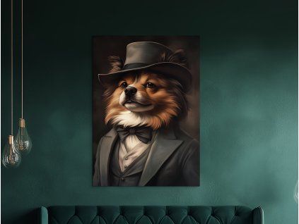 Obraz Pomeranian v obleku (Farba rámu Bez rámu, Povrchová úprava Matná, Veľkosť obrazu A4)