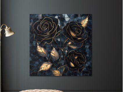 Štvordielny obraz Zlatá trojruža (Povrchová úprava Matná, Rozmer obrazu 70 x 70 cm)