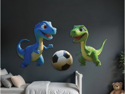 Dekorácia na stenu Zápas malých dinosaurov (Povrchová úprava Matná, Rozmer obrazu 42 x 84 cm)