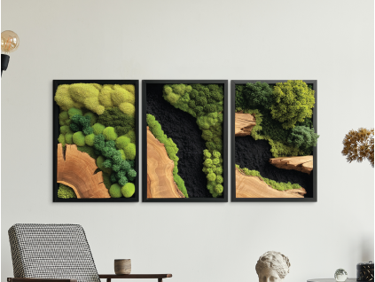 Trojdielny machový obraz Hlbočina (UV tlač) (Povrchová úprava Matná, Rozmer obrazu 31 x 67,5 cm)