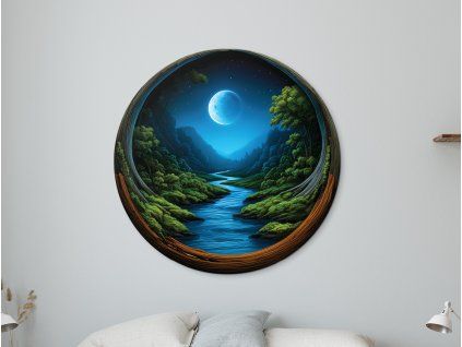 Okrúhly machový obraz Nočný súlad (UV tlač) (Povrchová úprava Matná, Rozmer obrazu 33,5 x 33,5 cm)