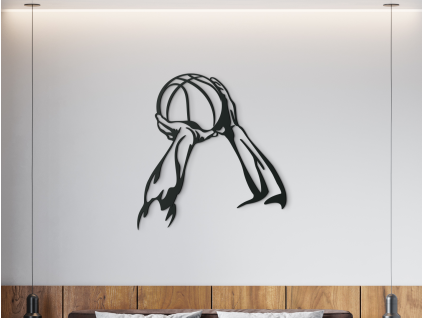 AKCIA Drevená nálepka na stenu Basketbal, Antracit