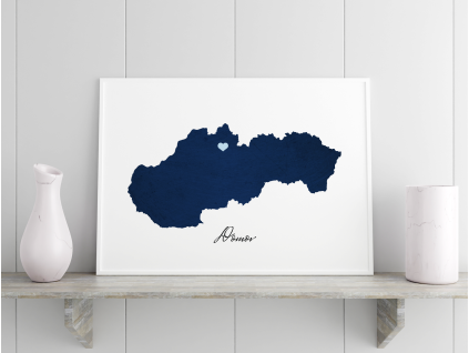 Obraz Náš domov na mape Slovenska - na mieru (Farba rámu Bez rámu, Povrchová úprava Matná, Veľkosť obrazu A4)
